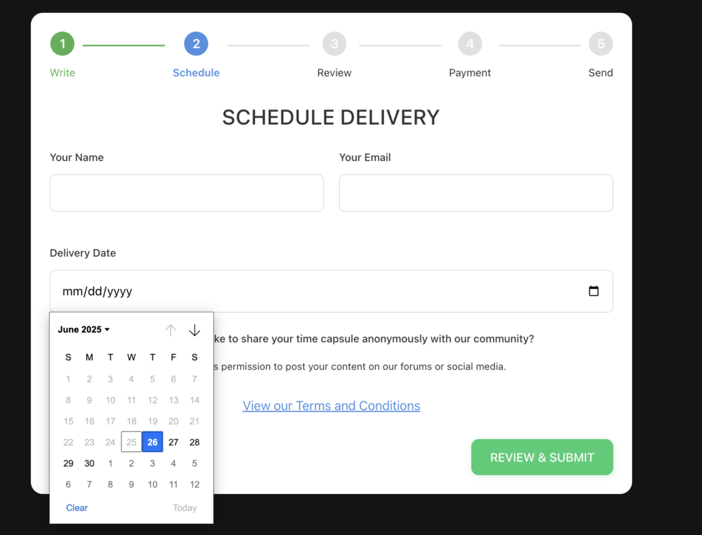 Video scheduling interface